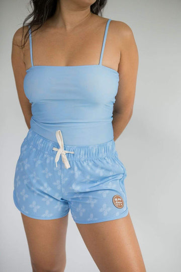 Women's Boardie Watershorts in Light Blue Breadfruit Bandana
