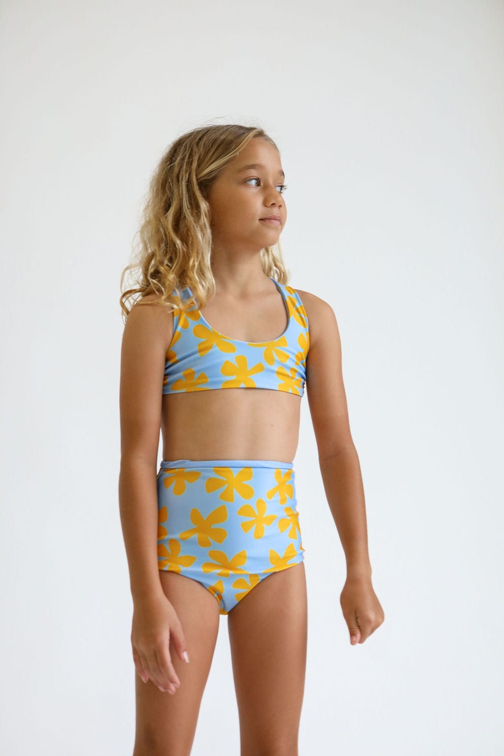 Girl s Bikini Separates in Light Blue Plumeria