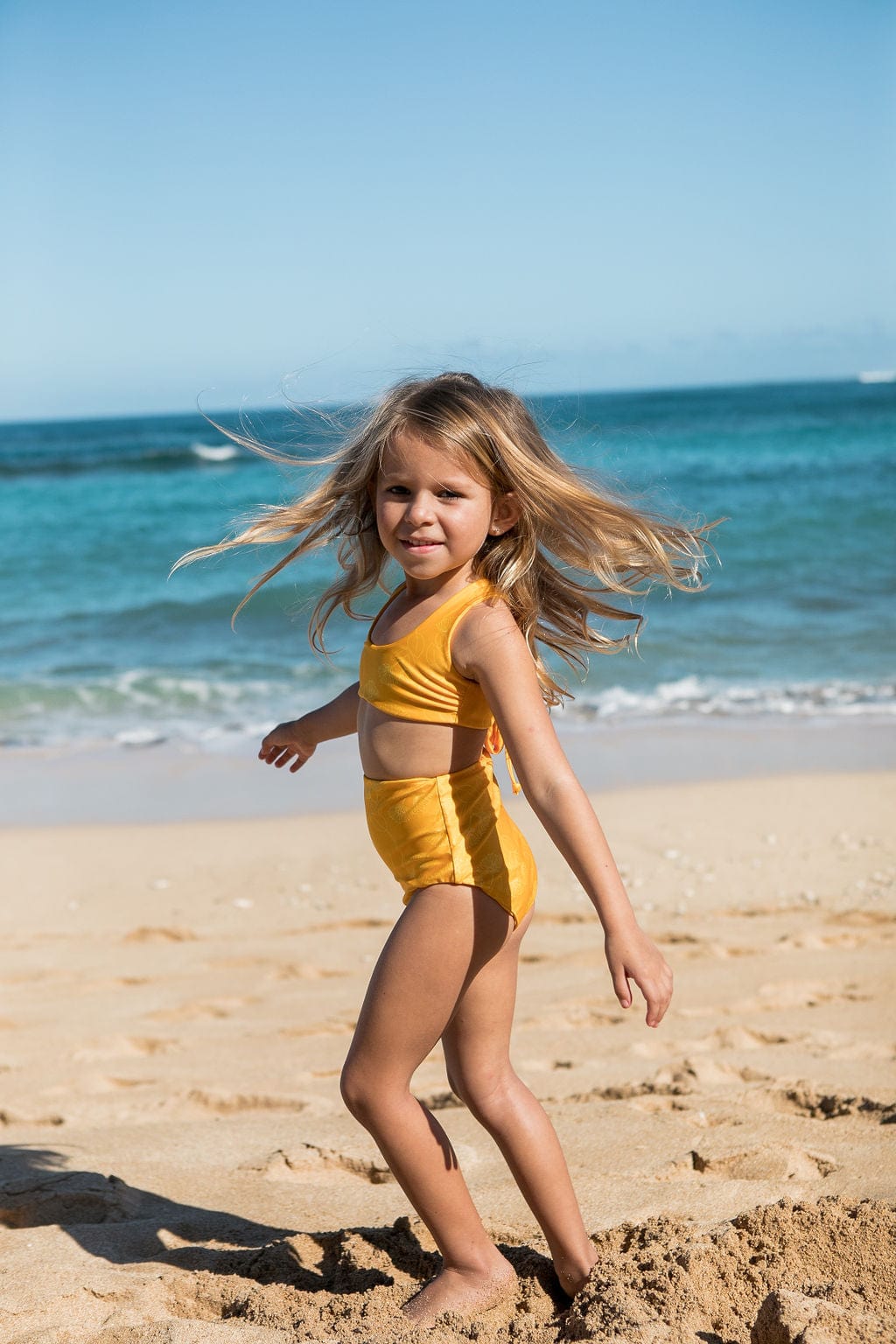 Girl s Bikini Separates in Yellow Ohia Print