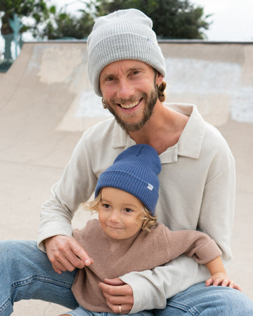 gray blue waffle knit beanies