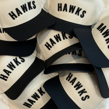 Hawks 3D Puff Embroidery - Esencia Hat - Black/Natural