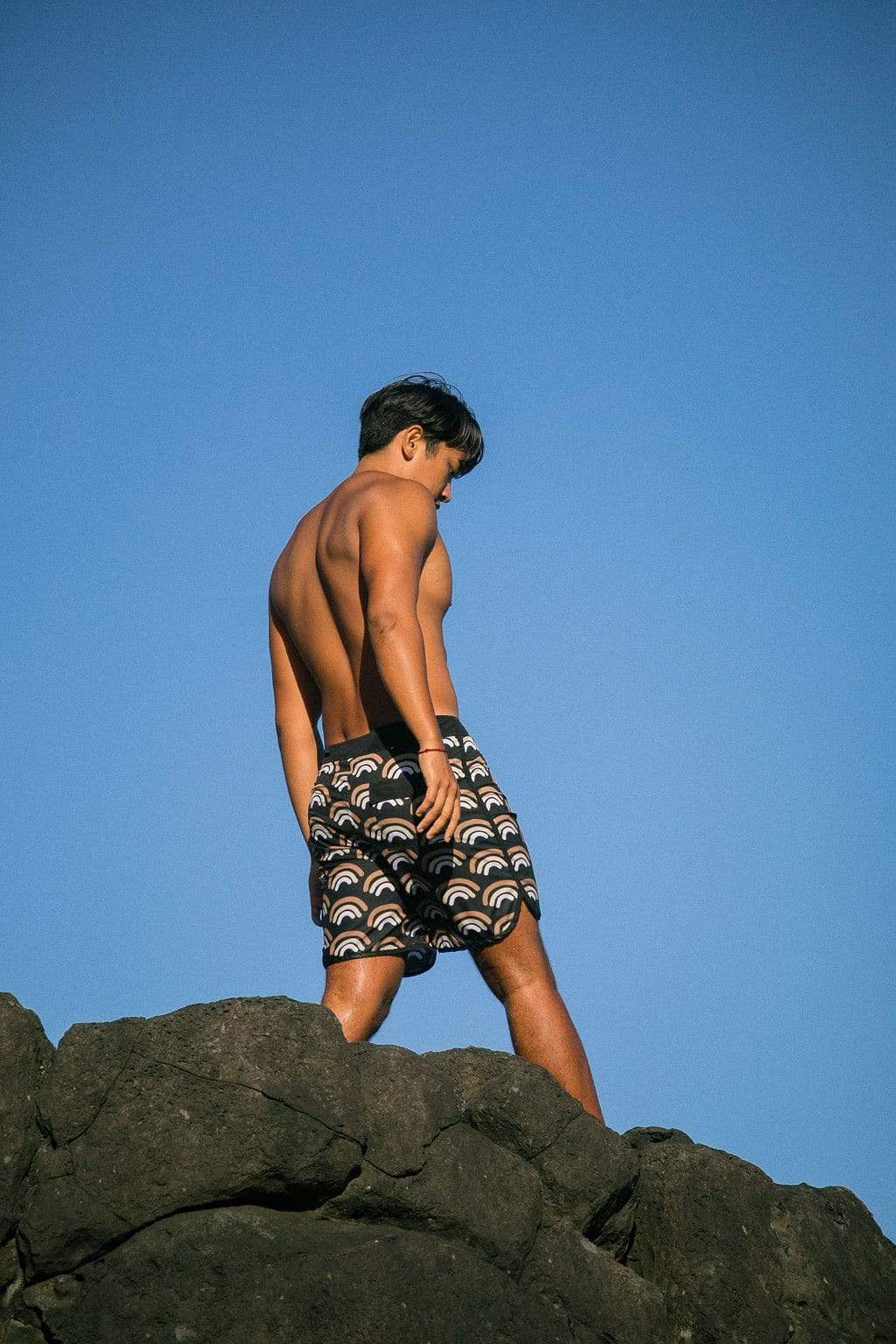 Men's Retro Boardshorts in Lava Rainbow