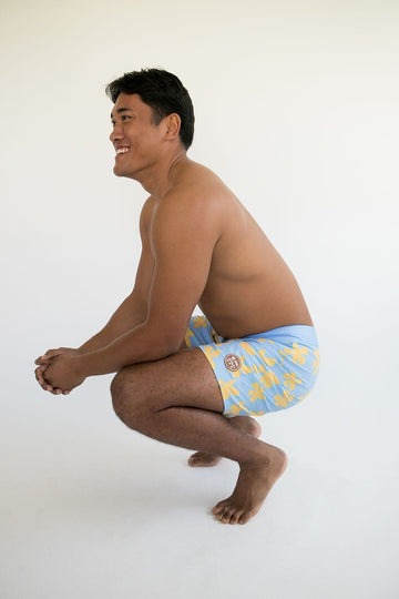 Men's Townshort in Light Blue Plumeria