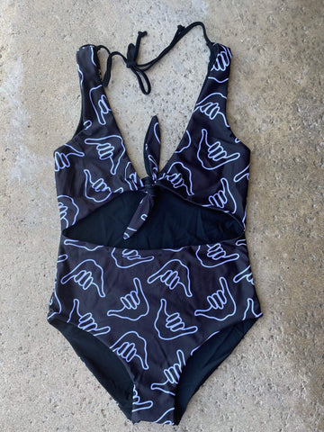 Girl's Cutout One Piece in Black Shaka