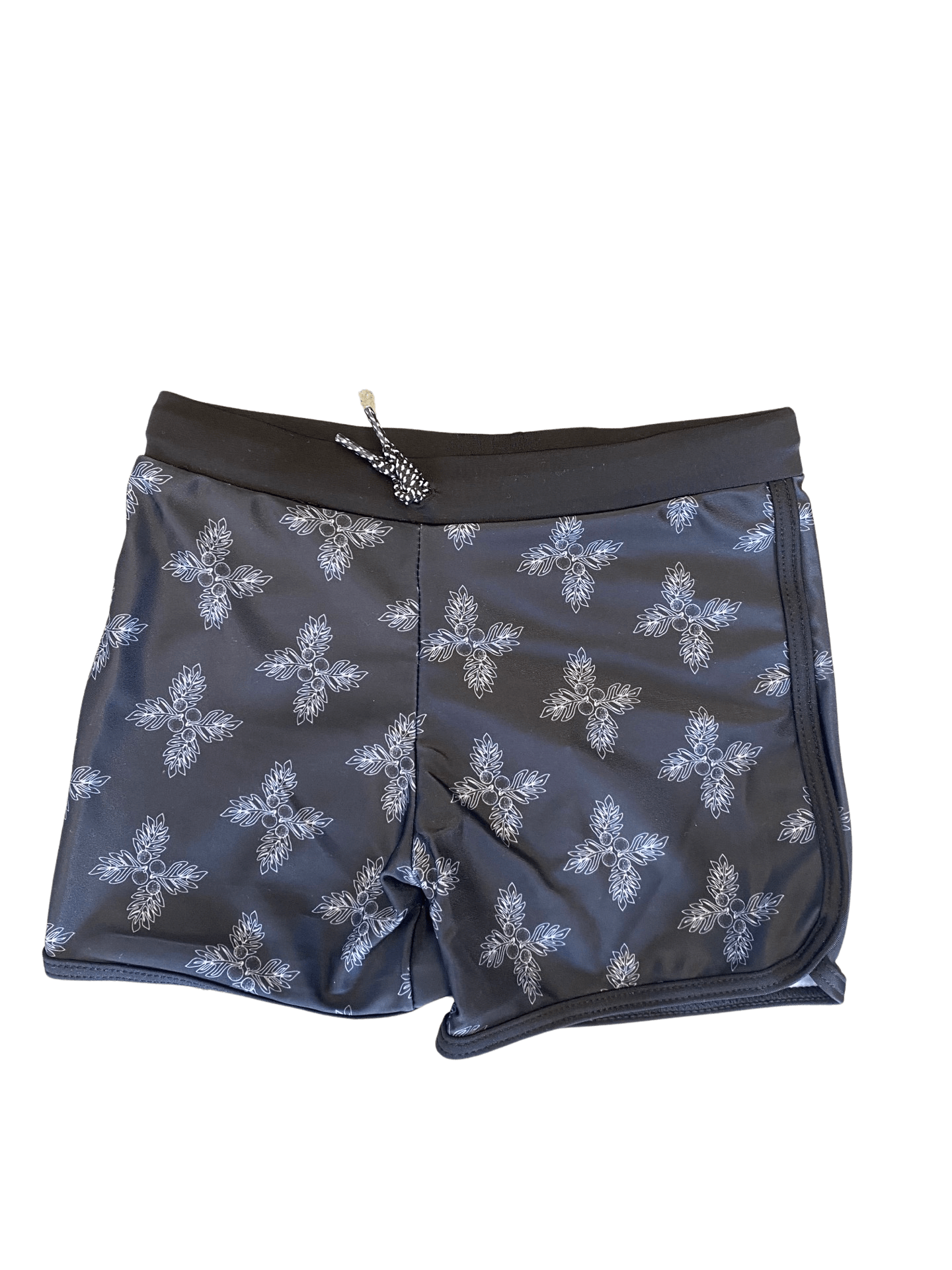 Toddler Soft Shorts for Swim in Black Breadfruit Bandana