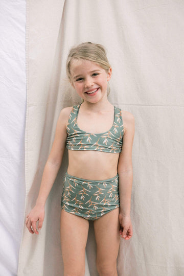 Girl's Bikini Separates in Torch Ginger Green Seagrass