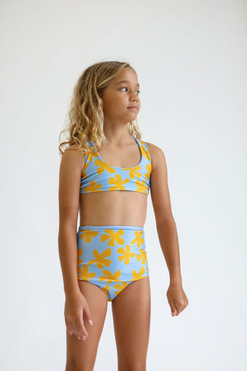 Girl's Bikini Separates in Light Blue Plumeria