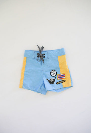 Kid’s Townshorts in Light Blue and Yellow Colorblock Patch