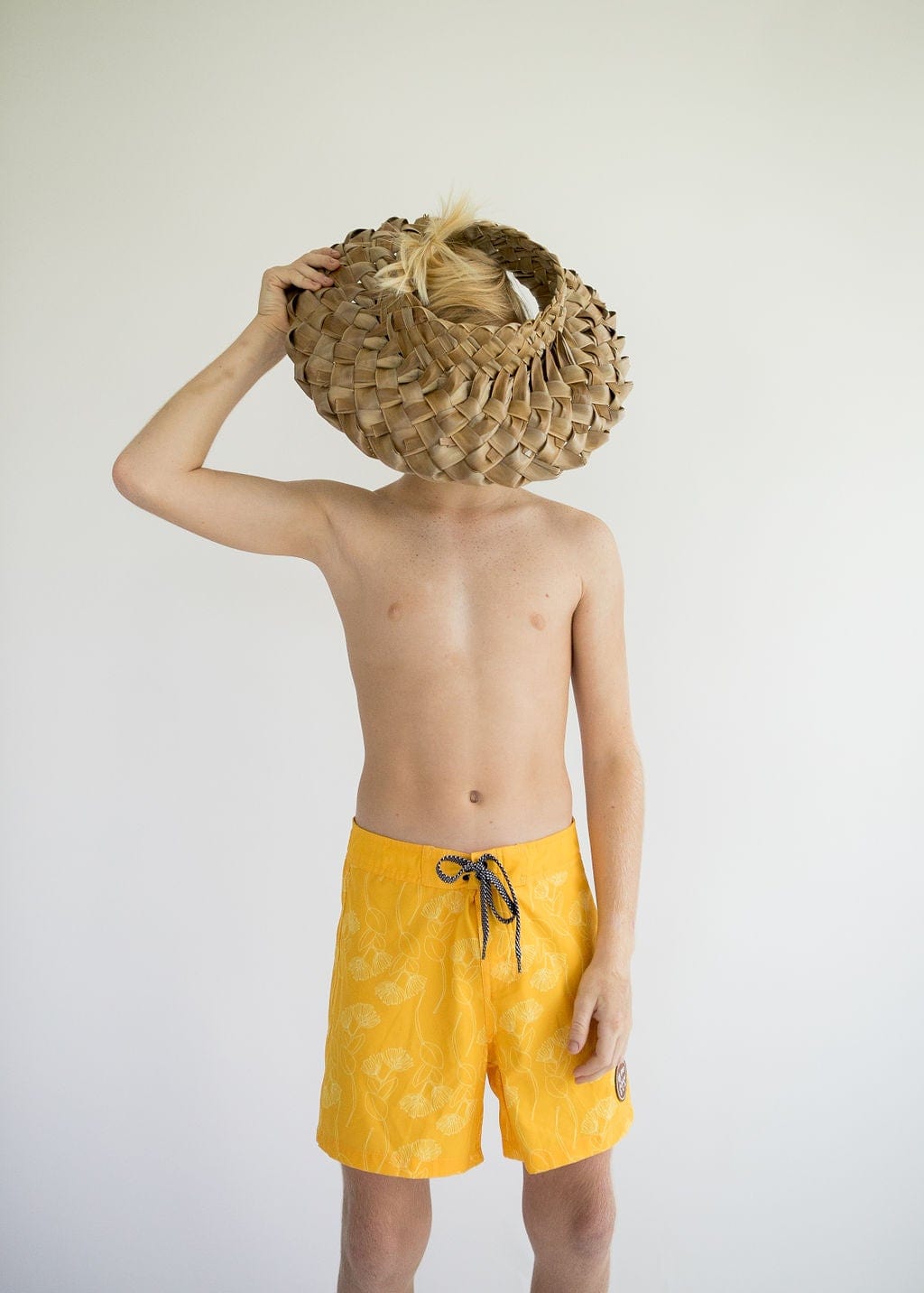 WDS （BE YOUTH TOWN）Beach Shorts M Yellow Kid's Townshorts in Yellow Ohia Print